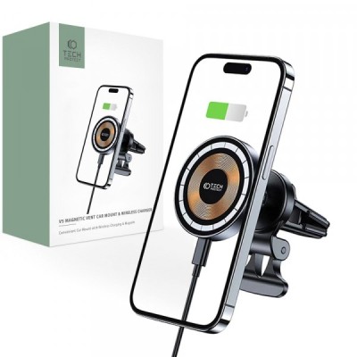Incarcator Auto Wireless Tech-Protect V5, 15W, 1.67A, Negru foto
