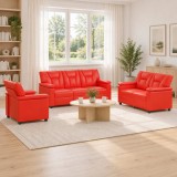 Cumpara ieftin Set de canapea 3 pcs Rosu Piele artificiala