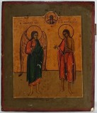Icoana veche, Sf. Iuan Botezatorul si Fecioara Maria, sec. 19, doc, 31x26,5cm