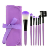 Cumpara ieftin Set 7 Accesorii Machiaj, CRM, Premium Brushes, din Fibre Sintetice, cu Husa Mov