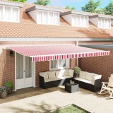 VidaXL Cortina Retractabilă Roșu, Alb 500 &times; 300 cm Poliester, Metal