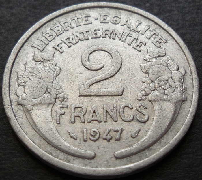 Moneda istorica 2 FRANCI / FRANCS - FRANTA, anul 1947 * cod 3118 B