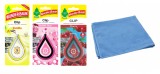Mix 3 odorizante auto Wunder- Baum Clip Vanilla -Bubble Gum - Cherry si Laveta Microfibra, WUNDER-BAUM&reg;