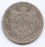 Romania 1 Leu 1918 - Carol I, Argint 835 , 23 mm KM-14