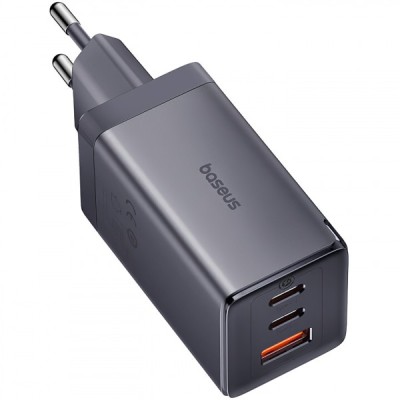 Incarcator Retea Cu Cablu USB-C Baseus GaN5 Ultra, 65W, 3.25A, 1 x USB-A - 2 x USB-C, Gri P10110812827-Z1 foto