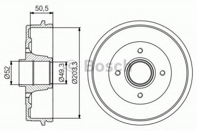 Tambur frana RENAULT TWINGO II (CN0) (2007 - 2014) BOSCH 0 986 477 214 foto