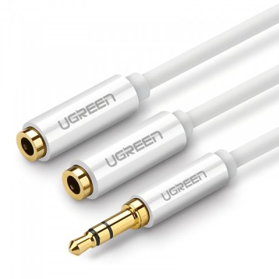 Adaptor Audio Splitter 3.5mm - 2 x 3.5mm UGREEN AV123 2in1, 0.25m, Alb foto