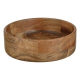 Bol Rotund, Model Natural, Lemn, Culoare Maro, Diametru 21.5 cm, &Icirc;nălțime 7.5 cm, Capacitate 1.5 L
