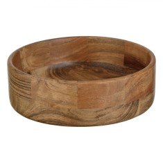 Bol Rotund, Model Natural, Lemn, Culoare Maro, Diametru 21.5 cm, &Icirc;nălțime 7.5 cm, Capacitate 1.5 L