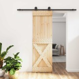 Cumpara ieftin Usa glisanta Natural si Negru 70 x 210 cm Lemn de Pin Solid