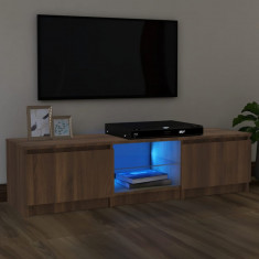 vidaXL Comoda TV cu lumini LED, stejar maro, 140x40x35,5 cm foto