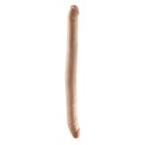 Dildo dublu DR. SKIN+ 16.5 Inch Posable Double Dong, pentru dublă penetrare, senzație realistă ultra-moale, 42 cm, culoarea pielii