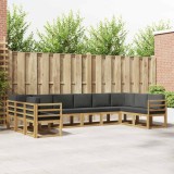 vidaXL Set de canapele de exterior cu pernă 10 pcs Alb și antracit 3388276
