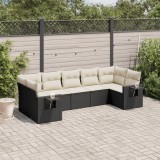 Gossi set canapele de gradina cu perne, 7 piese, negru, poliratan