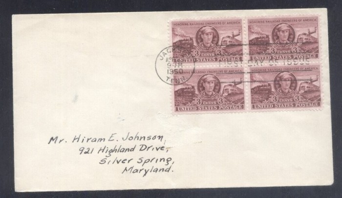 United States 1950 Railways x 4 FDC K.508