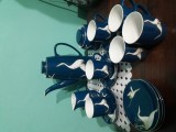 Cumpara ieftin Set cafea porțelan albastru vintage