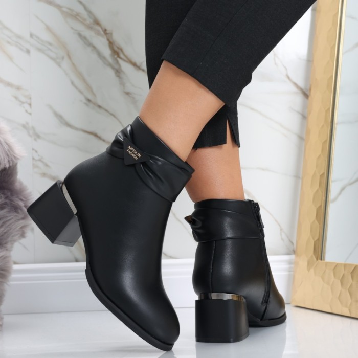 Botine Dama Imblanite Negre din Piele Ecologica Avinca, 36