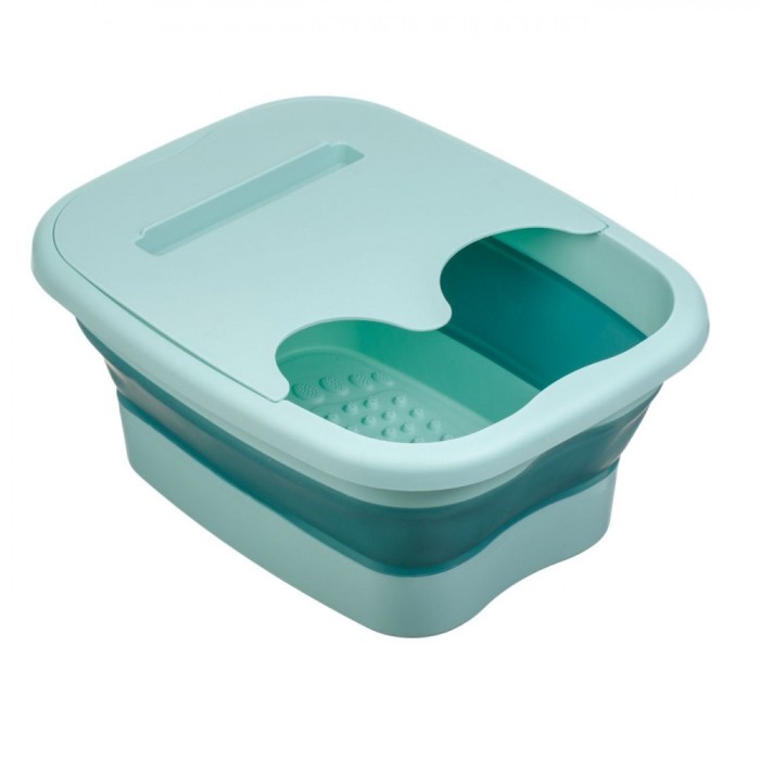 Cadită Pliabilă Baie Picioare, Plastic, Suport Telefon, Verde Marin, Dimensiuni 39x32x17cm