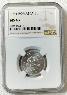 5 LEI 1951 MS 63 - GRADATA NGC - 5783684-016 foto