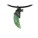 Colier barbatesc colt de lup cu aventurin verde