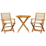 Cumpara ieftin Set mobilier bistro, 3 piese, bej, polipropilena si lemn masiv