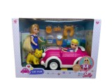 Set Papusi cu Masina Decapotabila si Accesorii, Fete/Baieti, +3 Ani, Multicolor, Plastic, IdeallStore