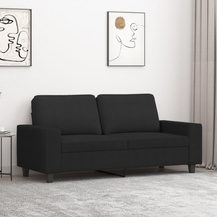 Gossi canapea cu 2 locuri, negru, 140 cm, material textil