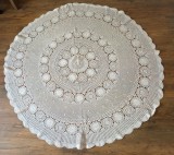 FATA DE MASA CIRCULARĂ VINTAGE MARE DIN BUMBAC, CROȘETATĂ MANUAL
