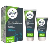 Set epilare zona intima pentru barbati Veet Total Pro Crema 100 ml + Balsam hidratant aloe vera 50 ml