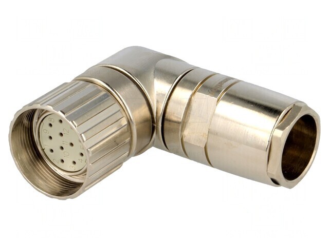 Conector M23 Mufă 12 Pin Unghi 90&deg; Lipire pe Cablu