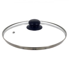 Capac Tigaie Sticlă, 28cm, Orificiu Aburi, Margine Inoxidabilă
