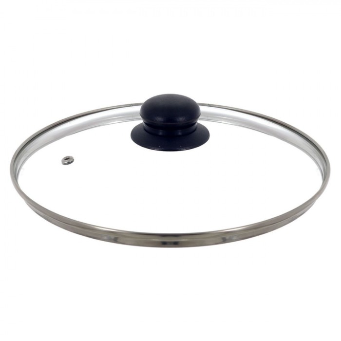 Capac Tigaie Sticlă, 28cm, Orificiu Aburi, Margine Inoxidabilă