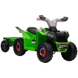 HOMCOM ATV Electric pentru Copii cu Remorcă, Pedală, Mers &Icirc;nainte și &Icirc;napoi, 2,5 km/h, 18-36 Luni, Verde | Aosom Romania