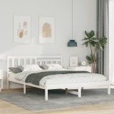 VidaXL Cadru de pat cu headboard Alb 150 x 200 cm Lemn de brad solid