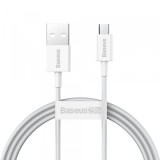 Cablu Date si Incarcare USB-A - microUSB Baseus Superior Series, 18W, 2m, Alb CAMYS-A02