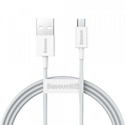 Cablu Date si Incarcare USB-A - microUSB Baseus Superior Series, 18W, 1m, Alb CAMYS-02 foto