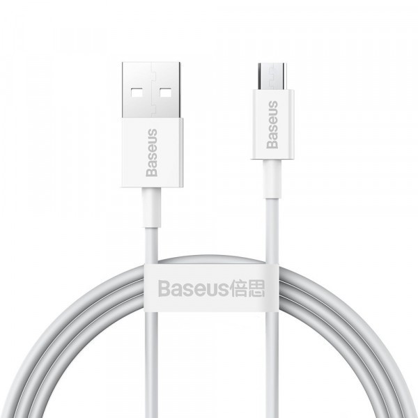 Cablu Date si Incarcare USB-A - microUSB Baseus Superior Series, 18W, 1m, Alb CAMYS-02