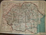 Harta romania mare - din anii &#039;20 - &#039;30-perioada interbelica-dimanisuni 67/47 cm