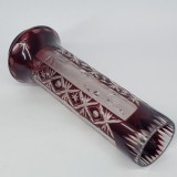 Vaza cristal rosu rubin, veche, vintage - 20 cm
