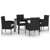Set de servit masa pentru gradina, 5 piese, negru