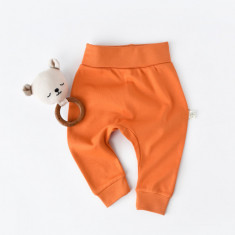 Pantaloni Bebe Unisex din bumbac organic Portocaliu BabyCosy (Marime: 9-12 luni)