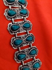 BRATARA Dama vintage,bratara turcoaz argintata,bijuterie vitnage turcoaz