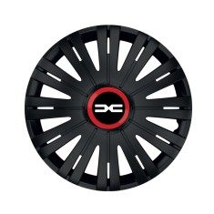 Set 4 Capace Roti pentru Dacia Nou, model Active Black Cu Inel Rosu, R16, DACIA
