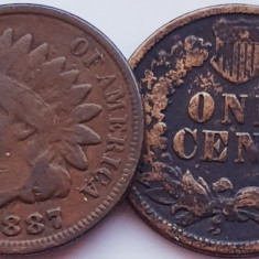 2380 USA SUA Statele Unite 1 cent 1887 Indian Head Cent km 90