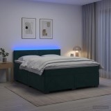 Cumpara ieftin Pat box spring cu saltea si LED Verde inchis 140 x 200 cm
