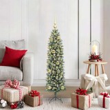 vidaXL Copac Artificial Slăb de Crăciun cu 150 LED Verde și alb 120 cm 3395273