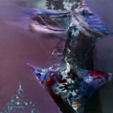 Vas cu flori de liliac si vant de primavara maestrul KLOSKA, Natura statica, Acrilic, Abstract