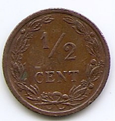 Olanda &frac12; Cent 1903 - Wilhelmina, Bronz,14 mm KM-133