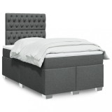 VidaXL Pat box spring cu saltea, gri &icirc;nchis, 120x190 cm, textil 3290435