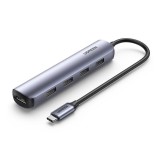 DOCKING Station Ugreen, &quot;CM417&quot; conectare PC USB Type-C, USB 3.0 x 4|HDMI x 1/4K/30Hz, aluminiu, gri &quot;20197&quot; (timbru verde 0.8 lei) - 6957303821976